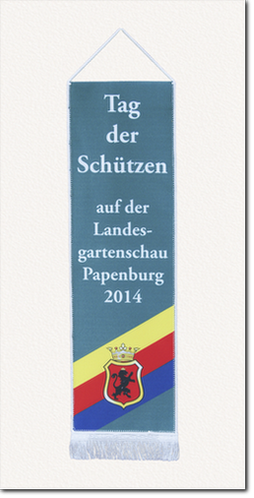 Digital gedruckte Fahnenschleife, Fahnenband Digitaldruck, Tag der Schützen auf der Landesgartenschau Papenburg 2014