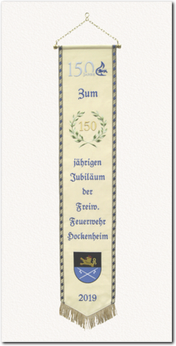 Fahnenschleife, Fahnenband, Zum 150 jährigen Jubiläum der Freiw. Feuerwehr Hockenheim 2019
