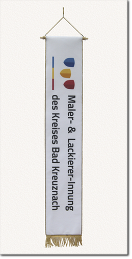 Digital gedruckte Fahnenschleife, Fahnenband Digitaldruck, Maler- & Lackierer- Innung des Kreises Bad Kreuznach