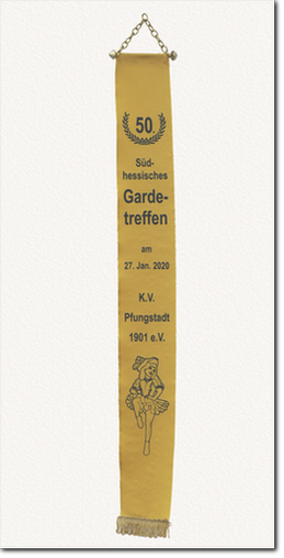 Fahnenschleife im Siebdruck Gedruckte Fahnenschleife, Fahnenband, 50. Südhessisches Gardetreffen K.V. Pfungstadt 2020