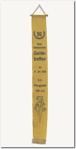 Fahnenschleife im Siebdruck Gedruckte Fahnenschleife, Fahnenband, 50. Südhessisches Gardetreffen K.V. Pfungstadt 2020