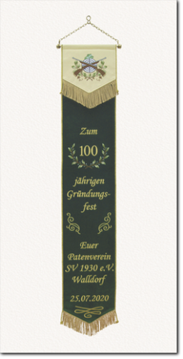 Fahnenschleife, Fahnenband, Zum 100 jährigen Gründungsfest Euer Patenverein SV 1930 e.V. Walldorf