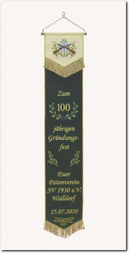 Fahnenschleife, Fahnenband, Zum 100 jährigen Gründungsfest Euer Patenverein SV 1930 e.V. Walldorf